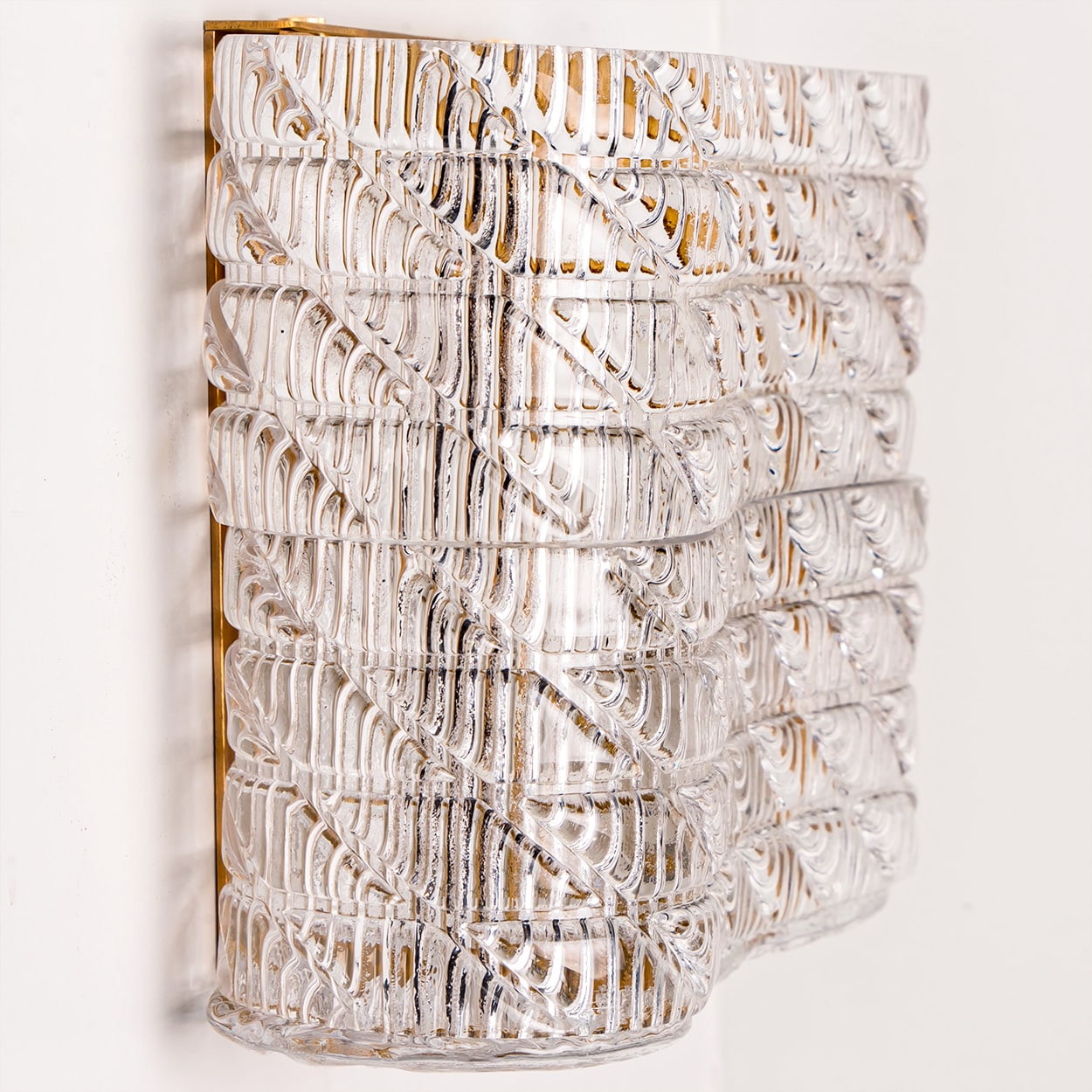 Several Square Organic Ribbed Glass Wall Lights, Italy