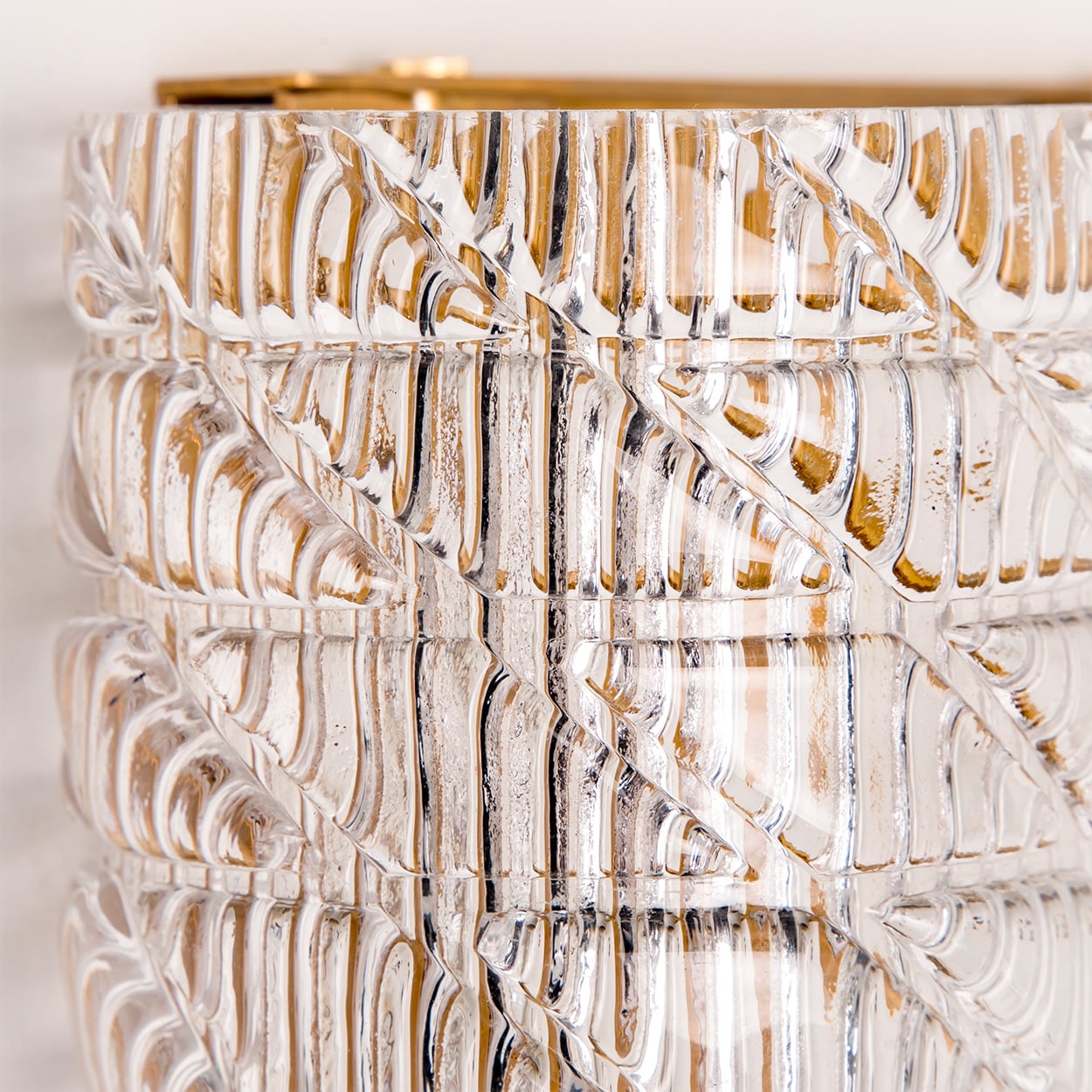 Several Square Organic Ribbed Glass Wall Lights, Italy