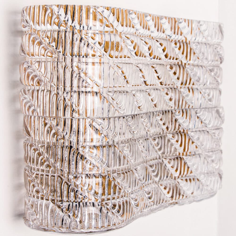 Several Square Organic Ribbed Glass Wall Lights, Italy