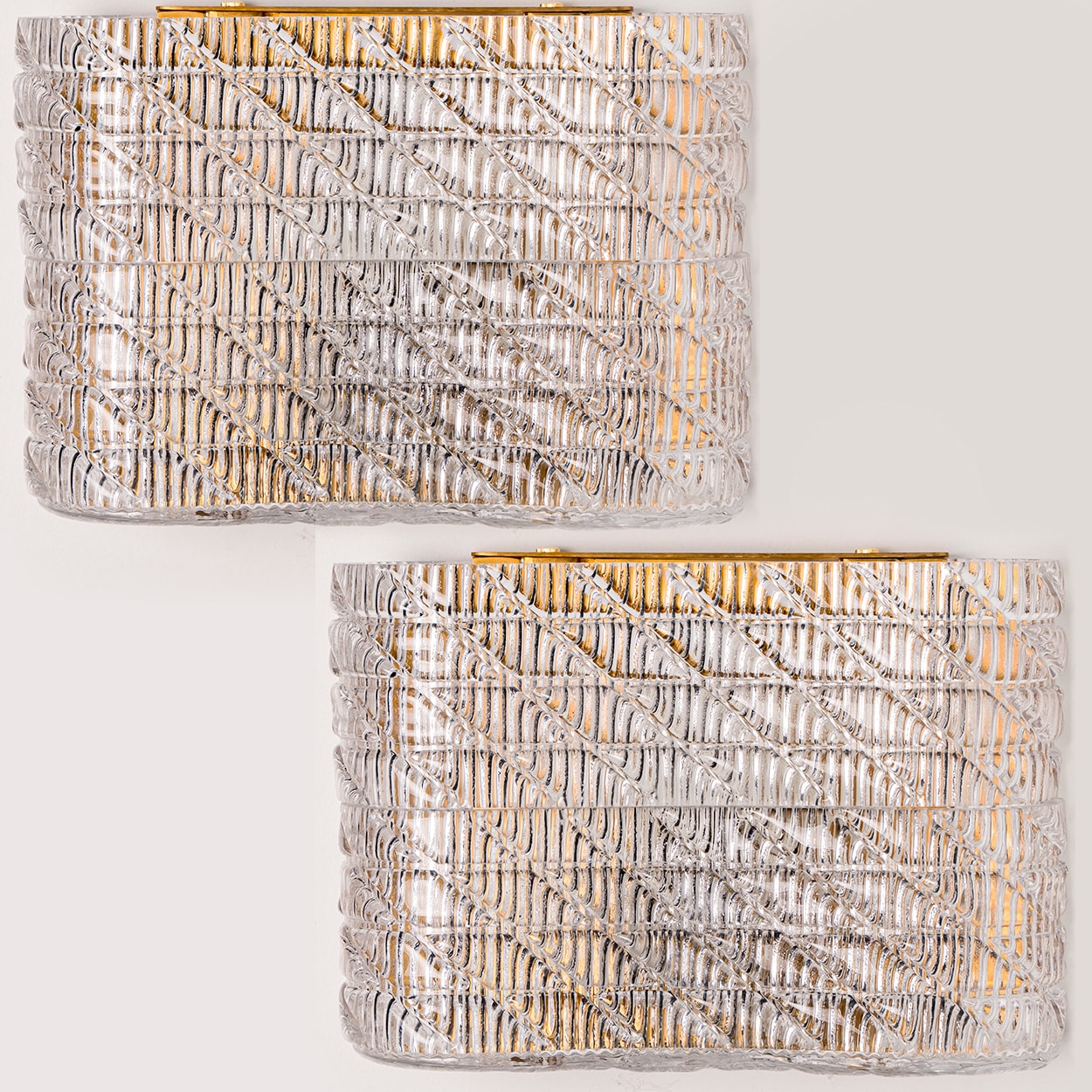 Several Square Organic Ribbed Glass Wall Lights, Italy