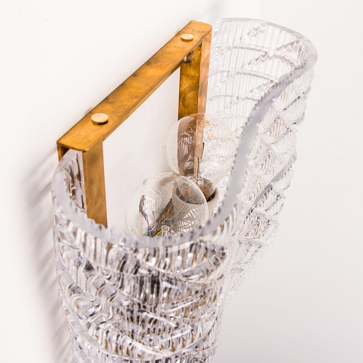 Several Square Organic Ribbed Glass Wall Lights, Italy