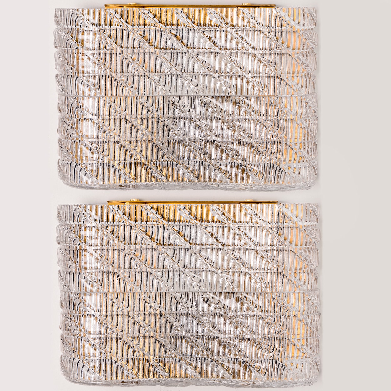 Several Square Organic Ribbed Glass Wall Lights, Italy