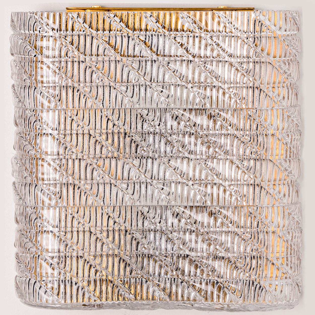 Several Square Wall Lights Ribbed Glass, Italy