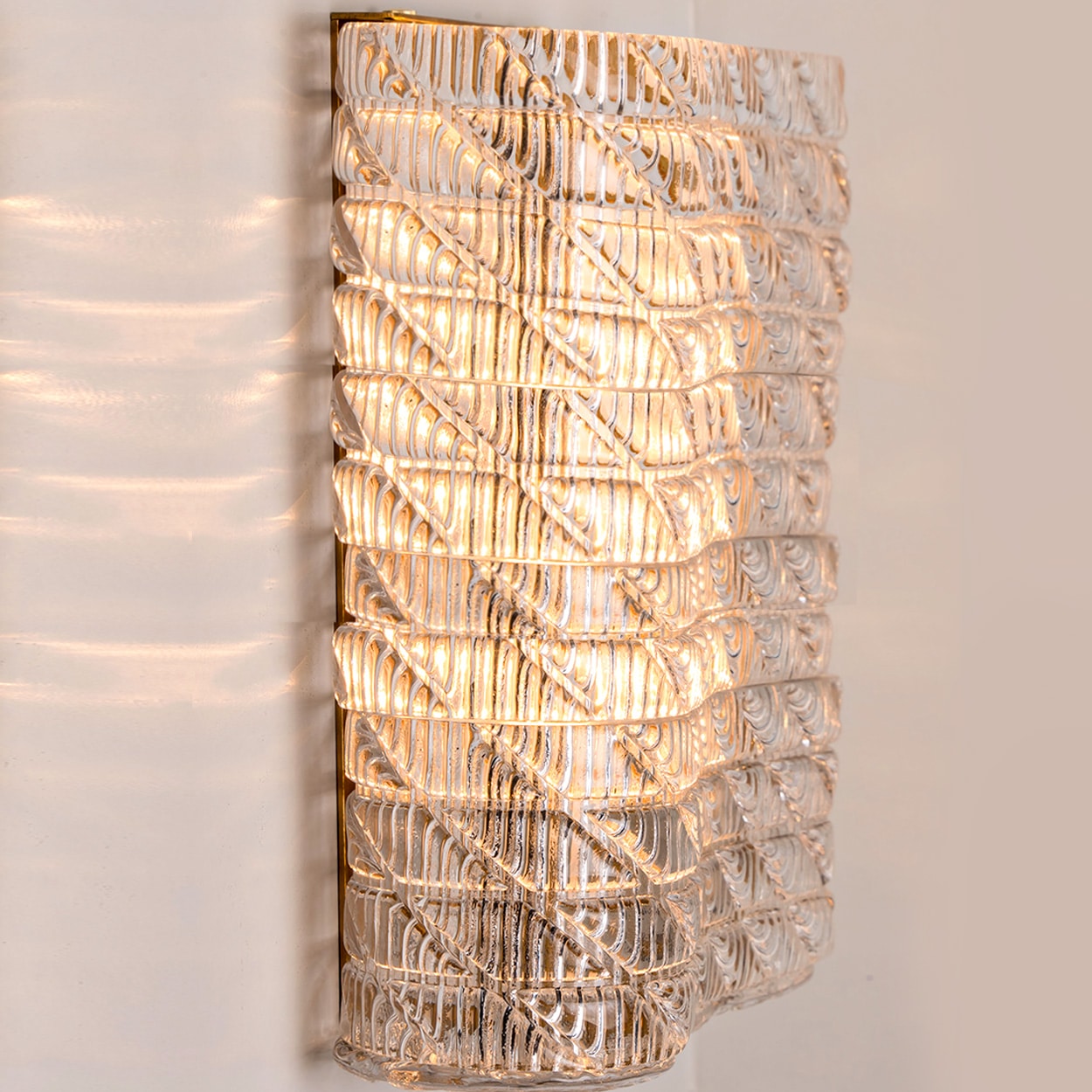 Several Square Wall Lights Ribbed Glass, Italy