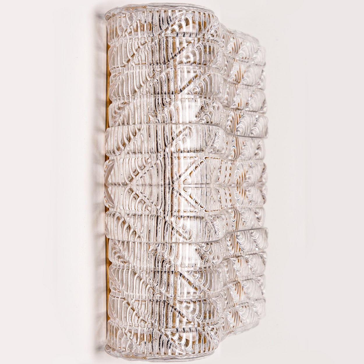 Several Square Wall Lights Ribbed Glass, Italy