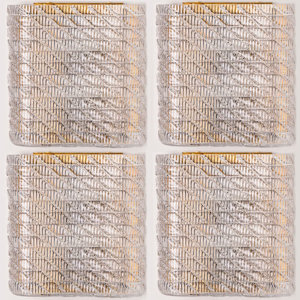 Several Square Wall Lights Ribbed Glass, Italy