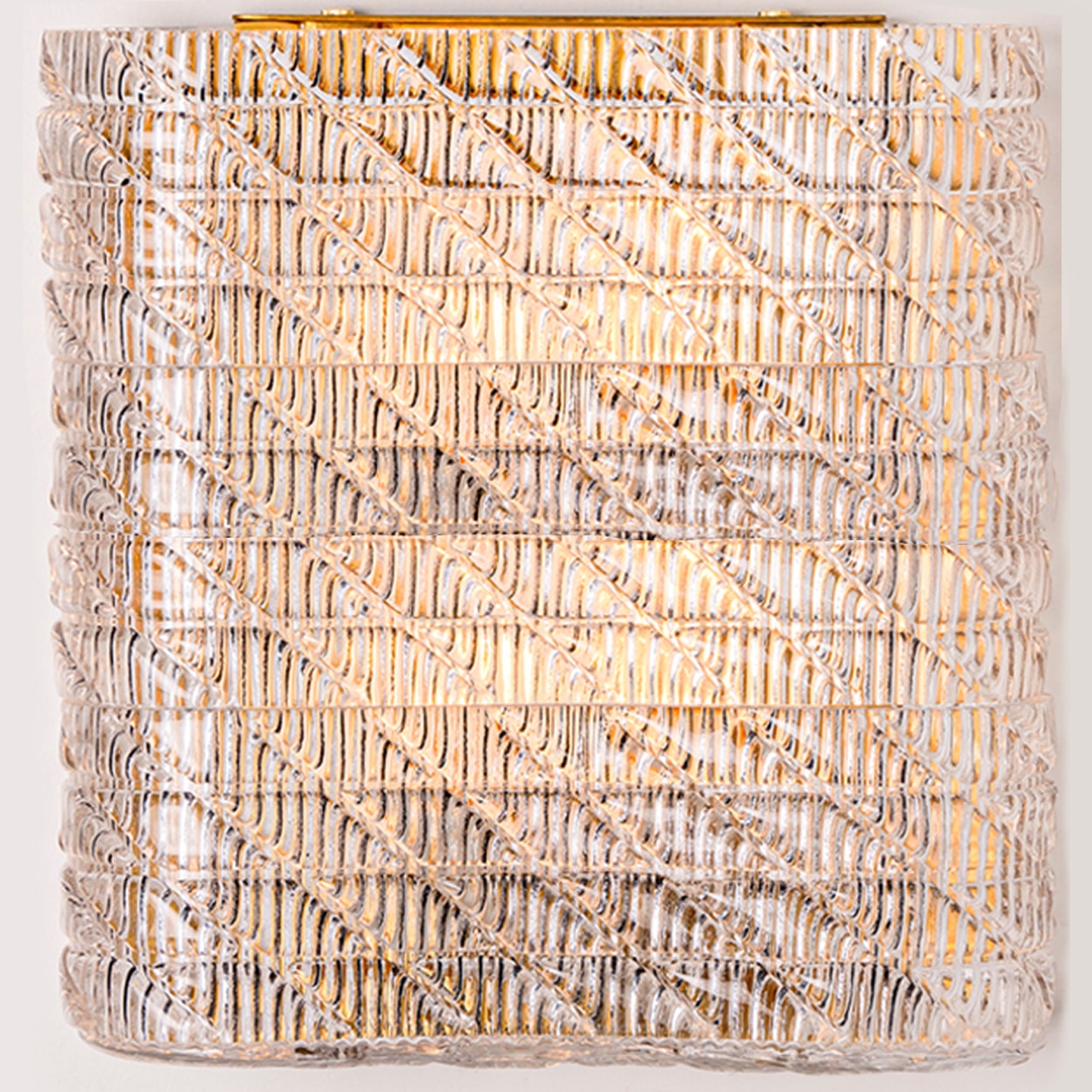 Several Square Wall Lights Ribbed Glass, Italy