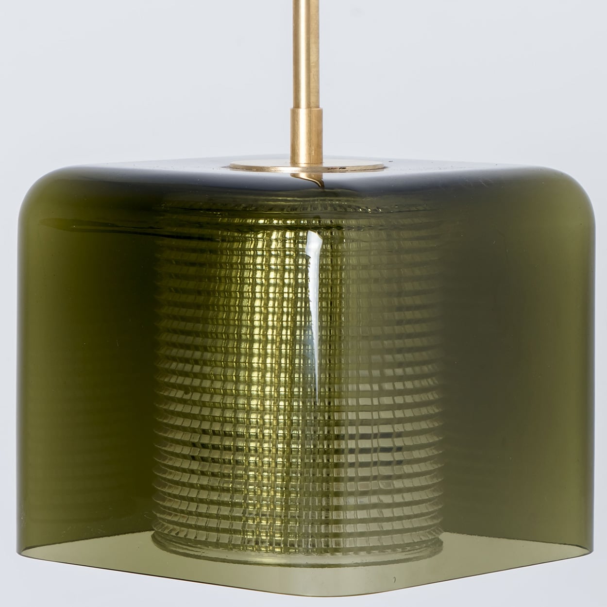 1 of the 3 Green Glass Cube Pendants by Carl Fagerlund for Orrefors, 1960s