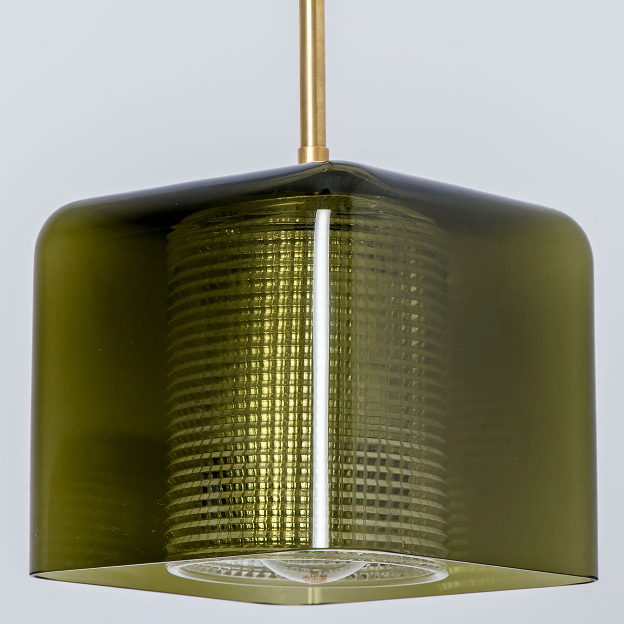 1 of the 3 Green Glass Cube Pendants by Carl Fagerlund for Orrefors, 1960s