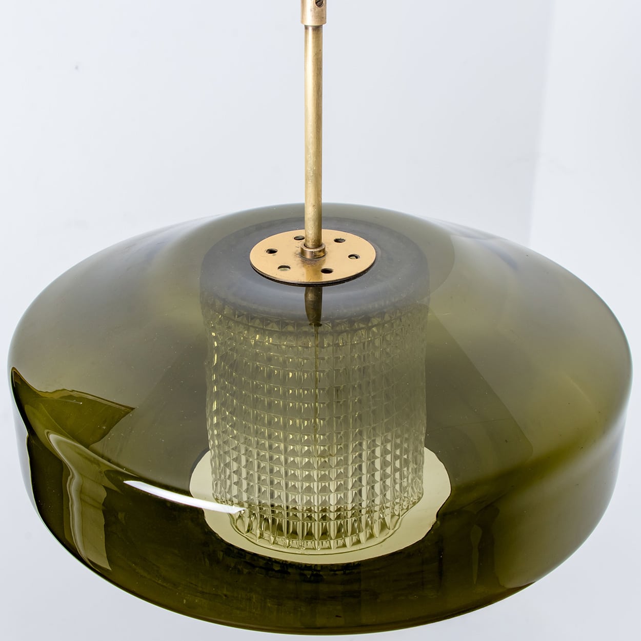 Pair of Green Glass Disc Pendants by Carl Fagerlund for Orrefors, 1960s