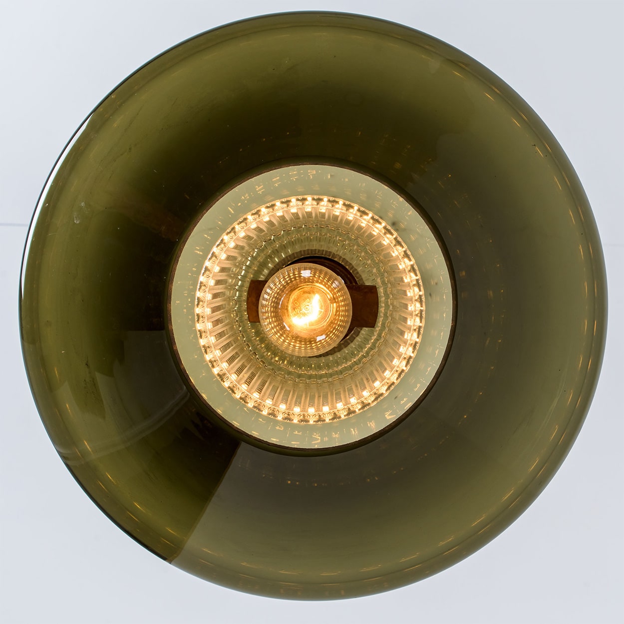 Pair of Green Glass Disc Pendants by Carl Fagerlund for Orrefors, 1960s