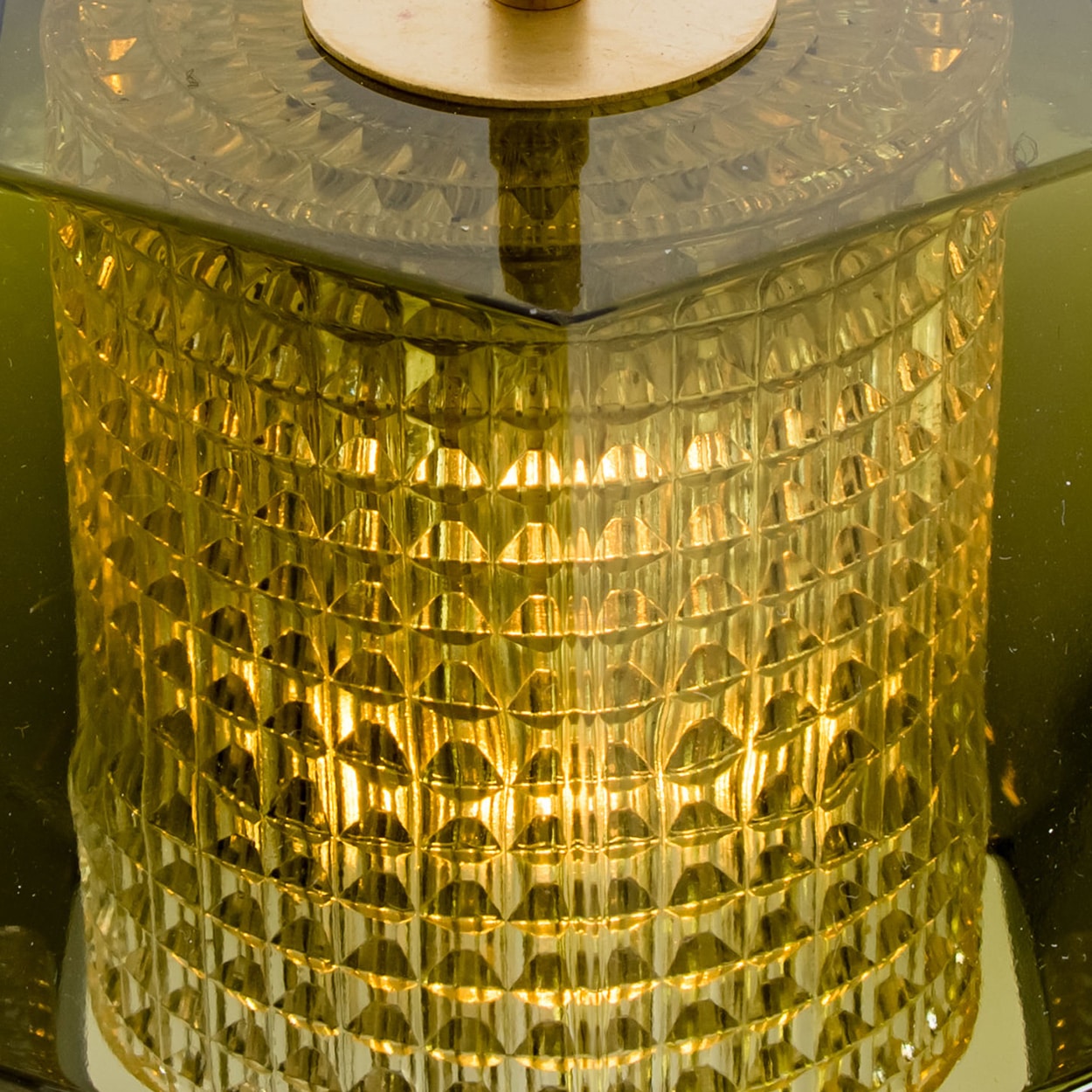 1 of the 3 Green Glass Hexagon Pendants by Carl Fagerlund for Orrefors, 1960s