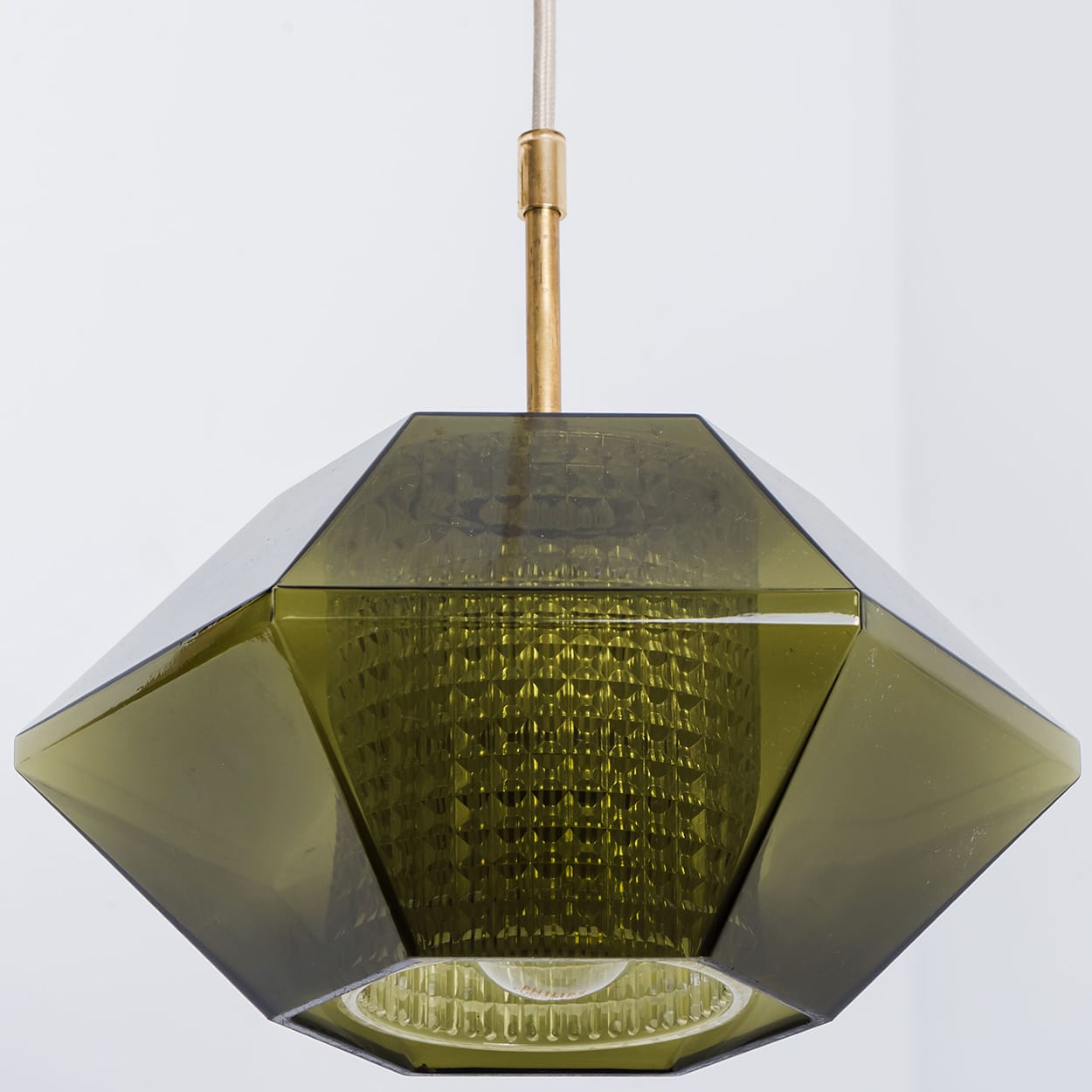 1 of the 3 Green Glass Hexagon Pendants by Carl Fagerlund for Orrefors, 1960s