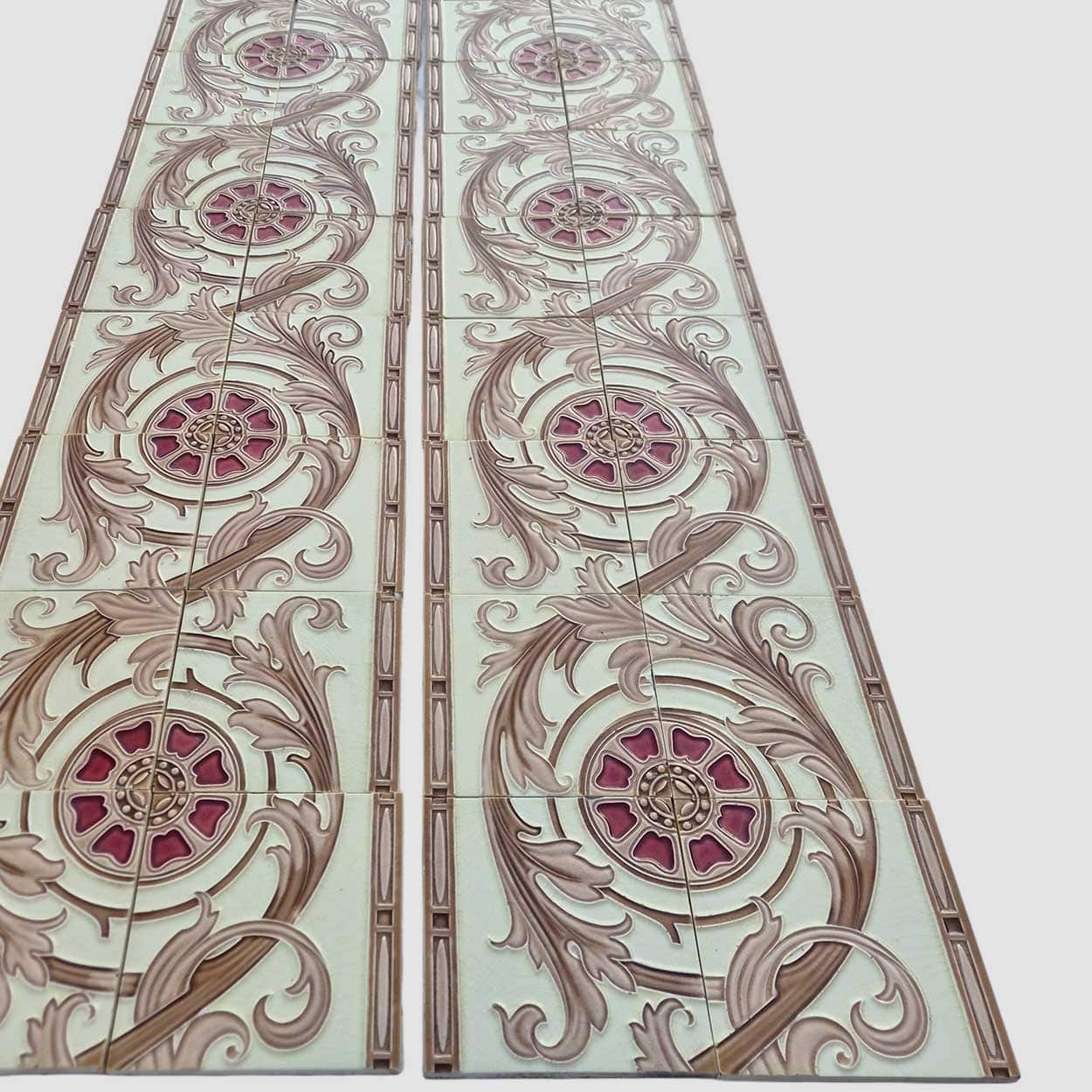 1 of the 12 Sets Art Deco Glazed Relief Tiles by Freres and Hemiksen, circa 1920