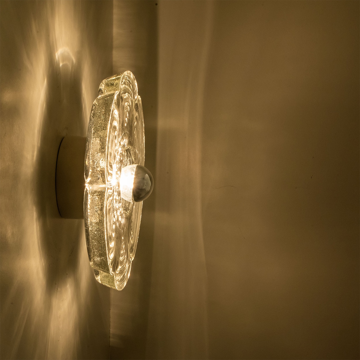 Pair Flower Glass Wall lights Flush Mounts by Heinz Neuhaus Leuchten, 1970