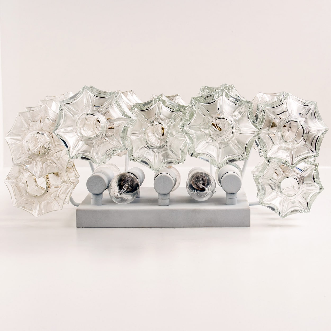 Several Pagoda Glass Sconces Wall Lights by Kalmar, Vienna 1969