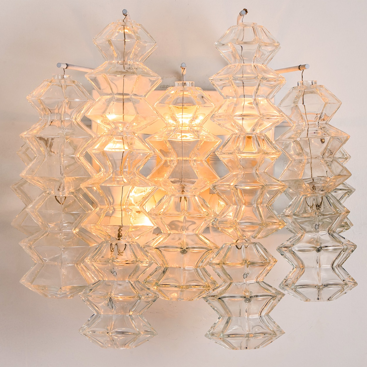 Several Pagoda Glass Sconces Wall Lights by Kalmar, Vienna 1969