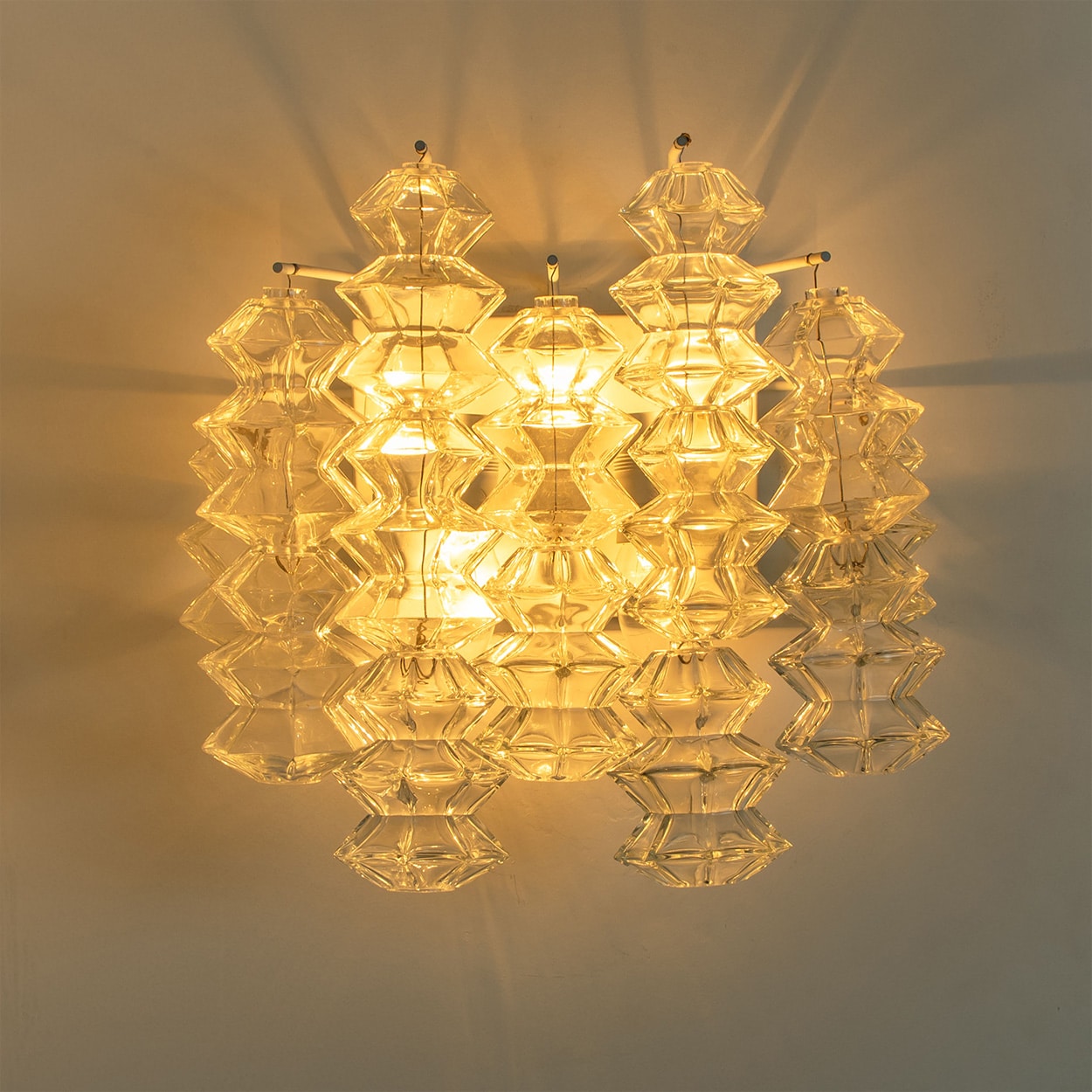 Several Pagoda Glass Sconces Wall Lights by Kalmar, Vienna 1969