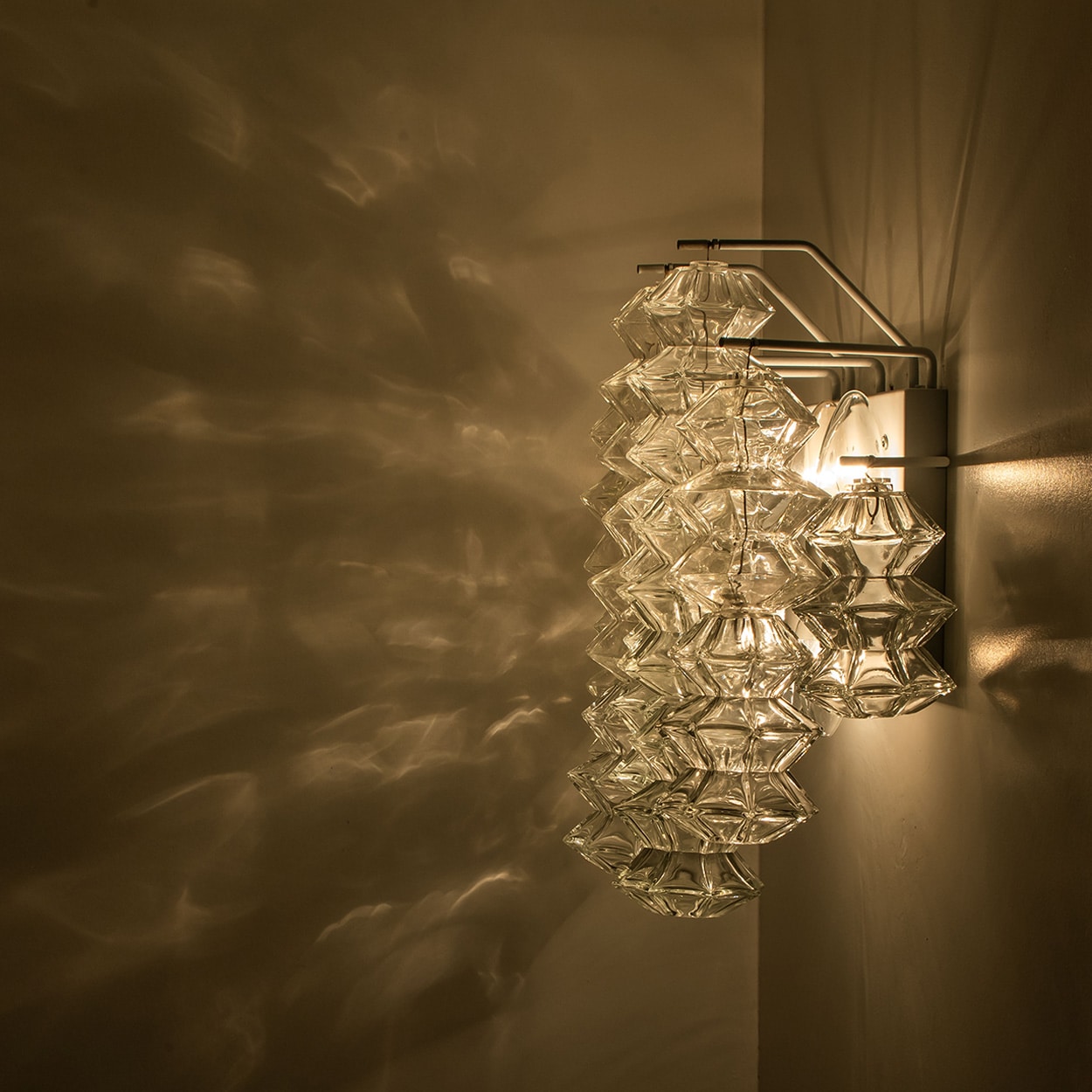 Several Pagoda Glass Sconces Wall Lights by Kalmar, Vienna 1969