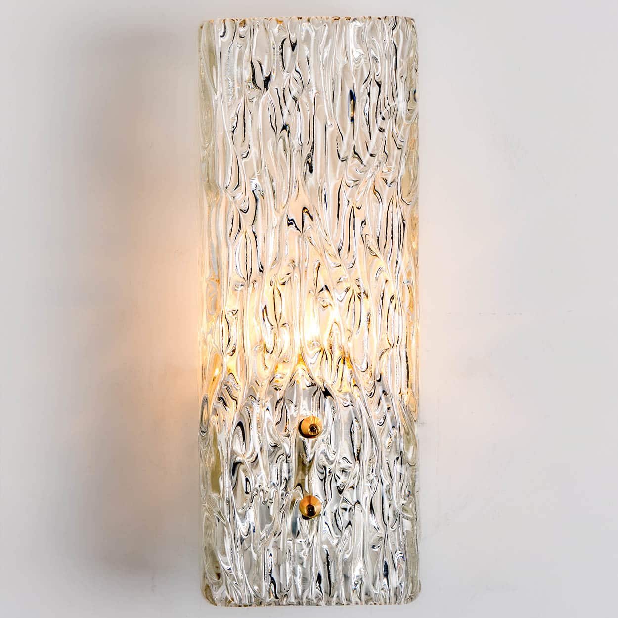 Pair of Kalmar Vertical Ribbed Brass Glass Wall Lights, 1970s