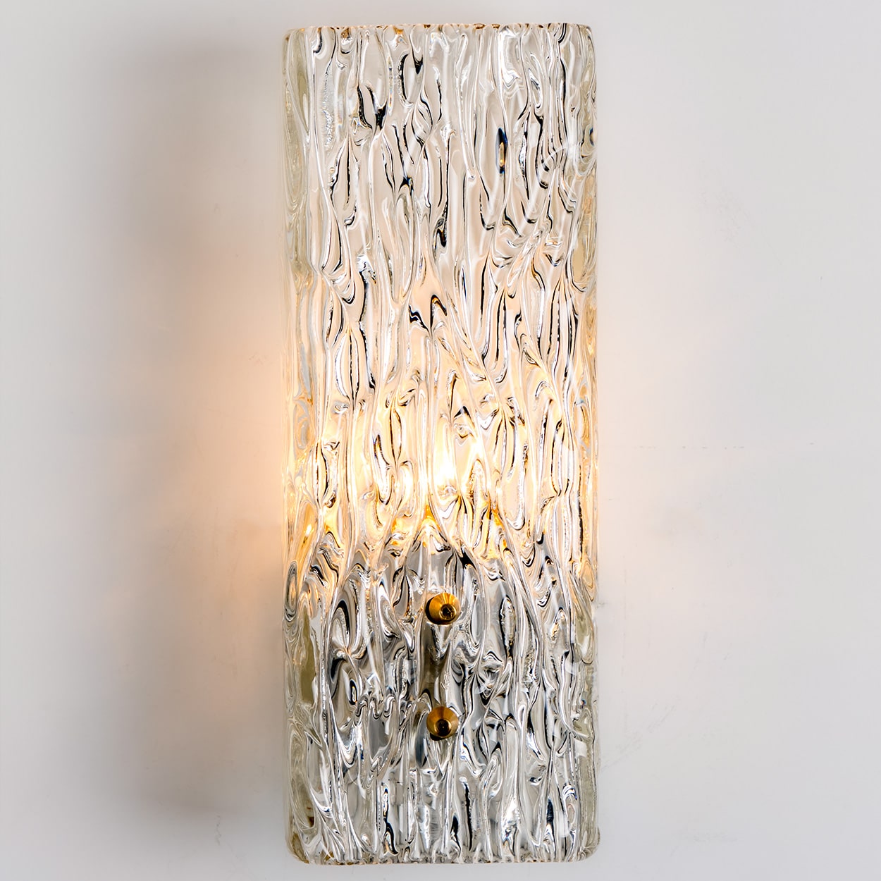 Pair of Kalmar Vertical Ribbed Brass Glass Wall Lights, 1970s