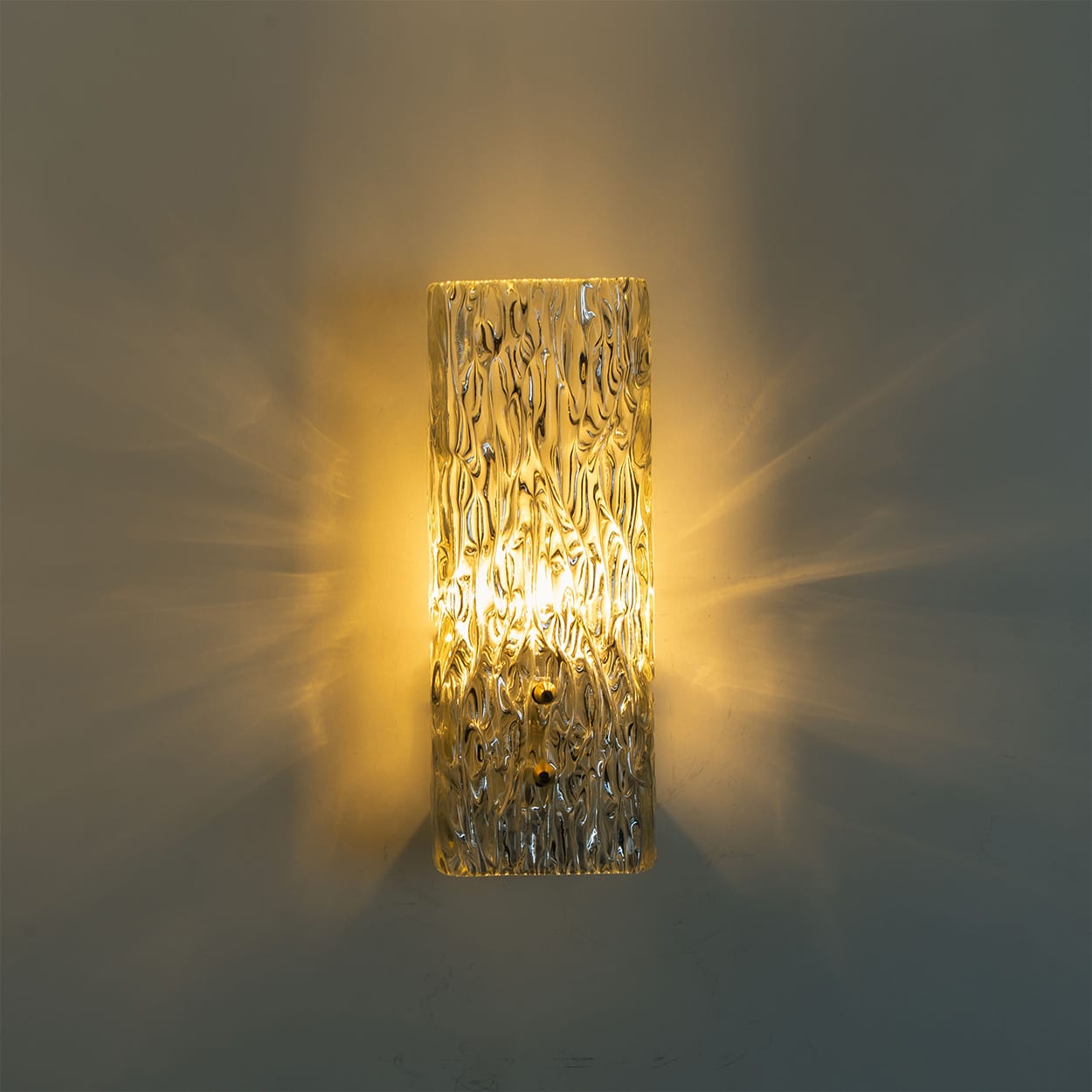 Pair of Kalmar Vertical Ribbed Brass Glass Wall Lights, 1970s