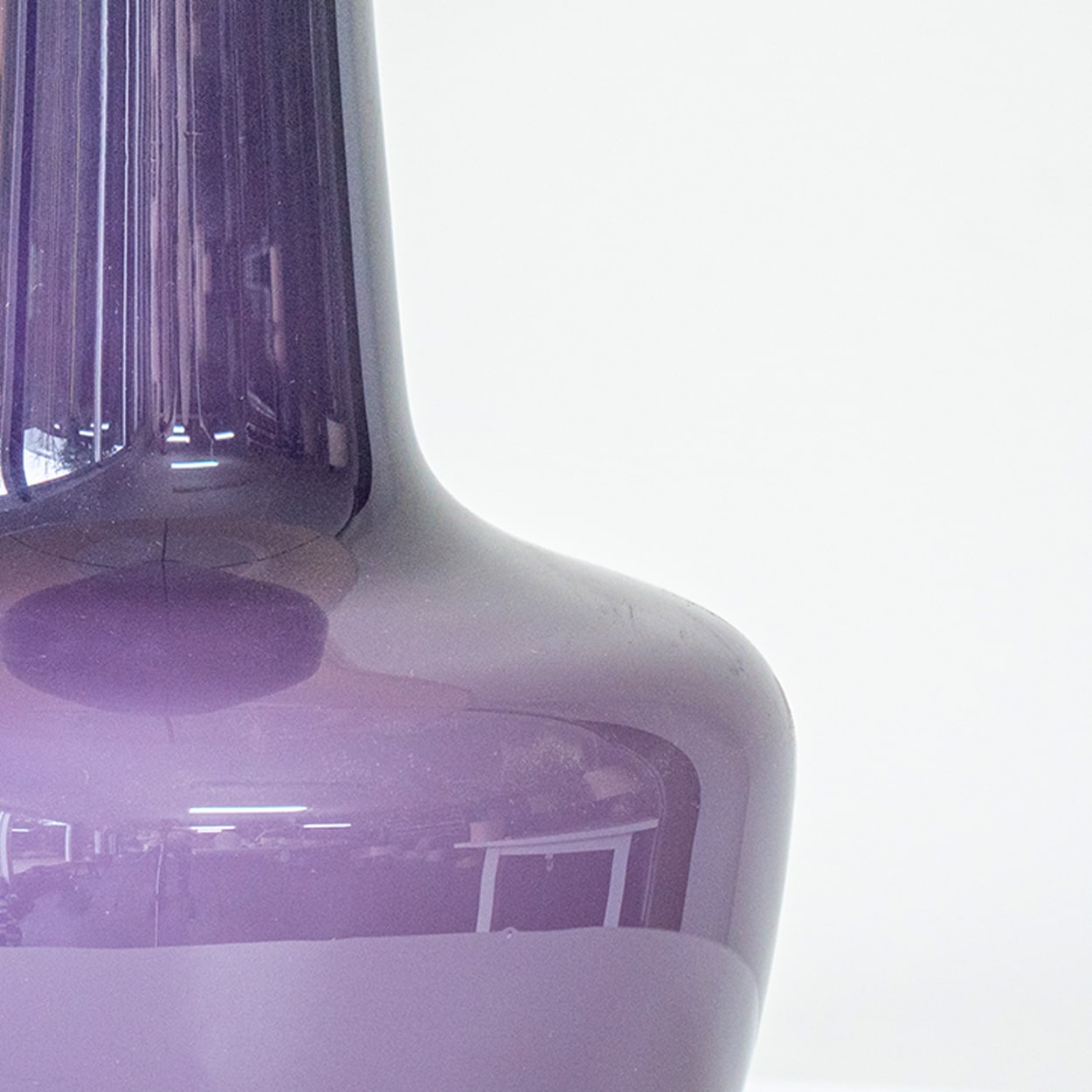1 of the 2 Holmegaard Lilac Ceramic Lamps, Custom White Lampshades by R. Houben