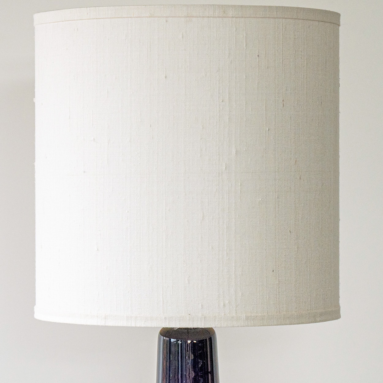 1 of the 2 Holmegaard Lilac Ceramic Lamps, Custom White Lampshades by R. Houben