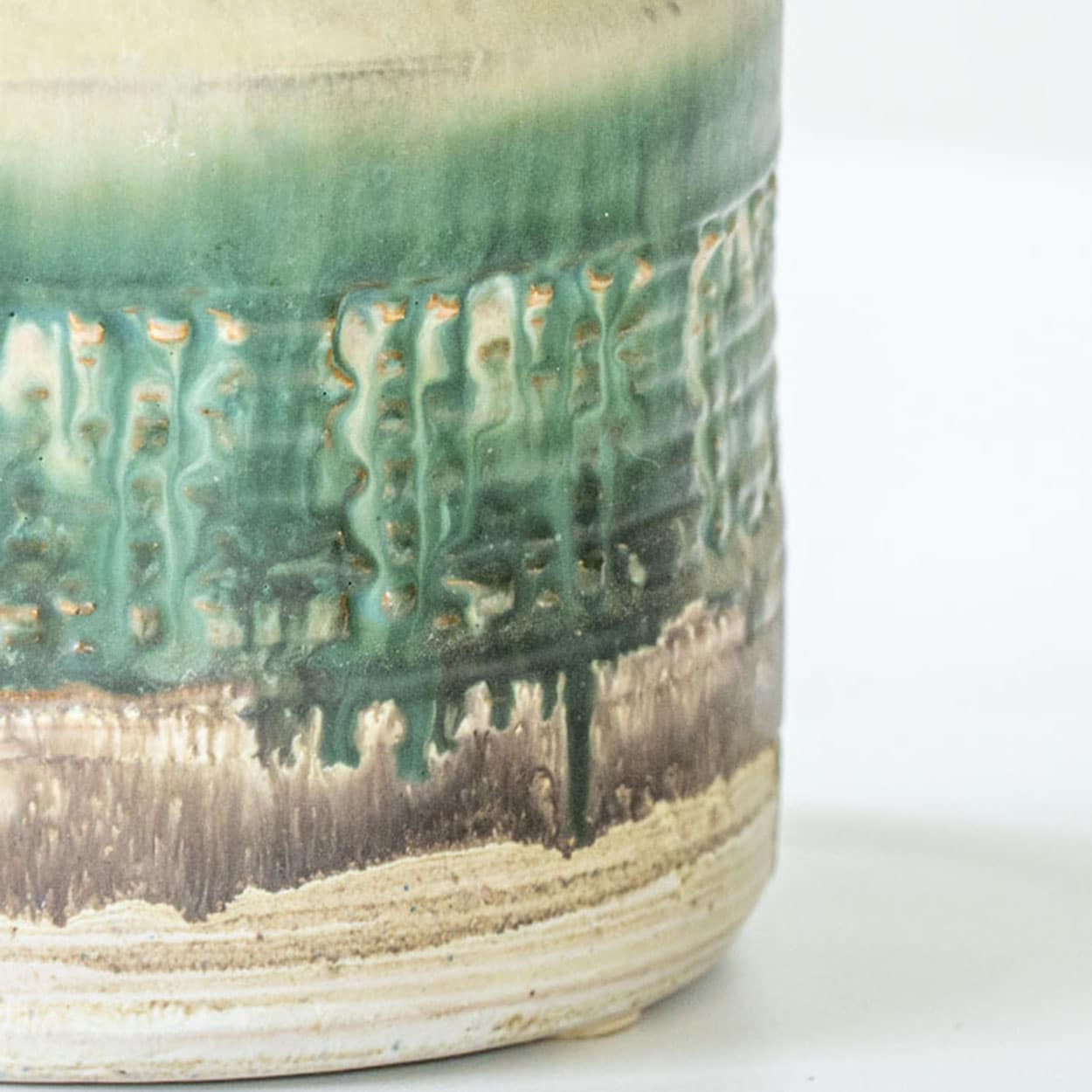 Green Ceramic Floor Table Lamp, Custom Matching Lampshade by R. Houben