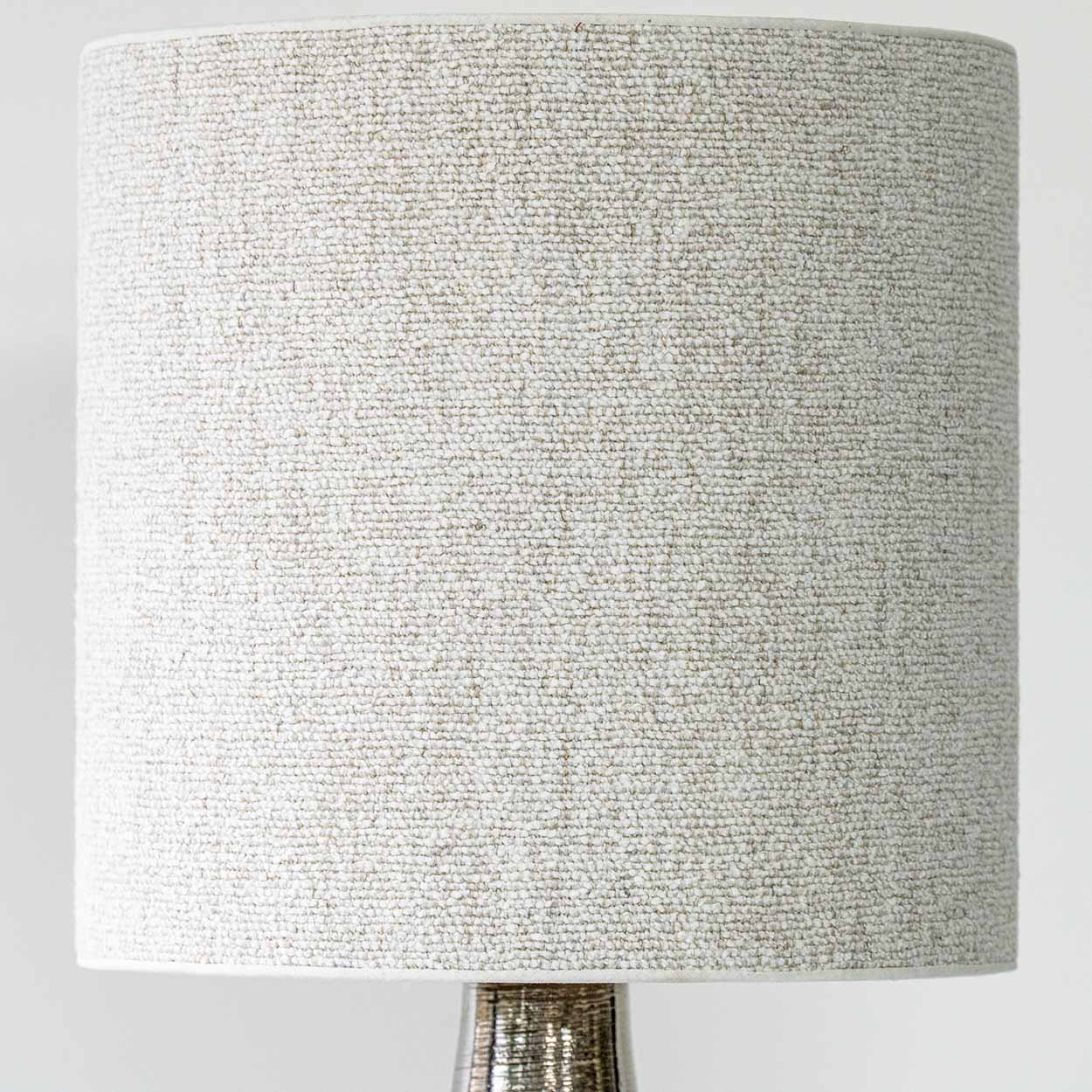 Bitossi Silver Ceramic Lamp, Custom Natural Lampshade by R. Houben