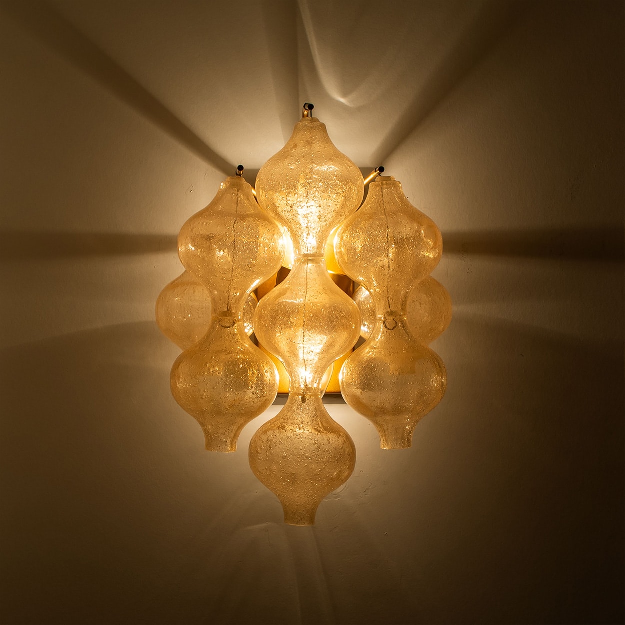 Pair of Amber Glass Tulipan Wall Lamps or Sconces by J.T. Kalmar, 1960s