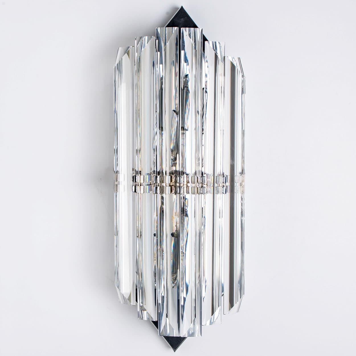 Several Wall Sconces with 6 Rods Clear Glass and Chrome, Italy