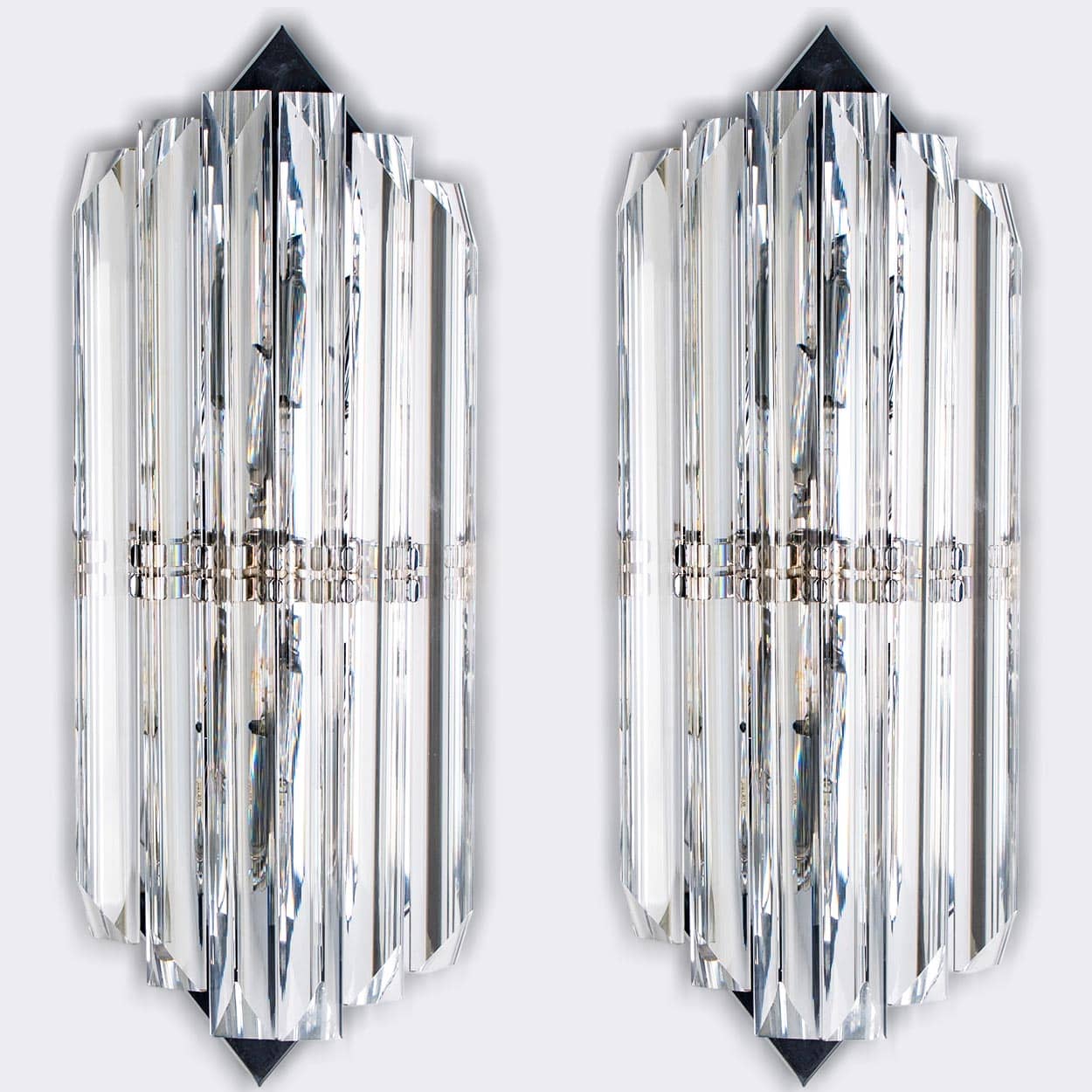 Several Wall Sconces with 6 Rods Clear Glass and Chrome, Italy