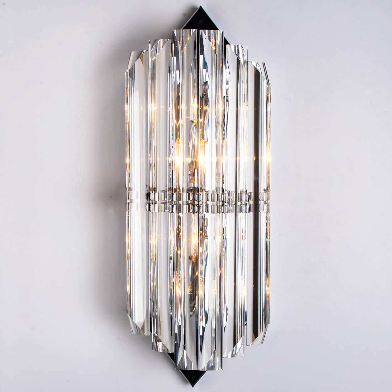 Several Wall Sconces with 6 Rods Clear Glass and Chrome, Italy