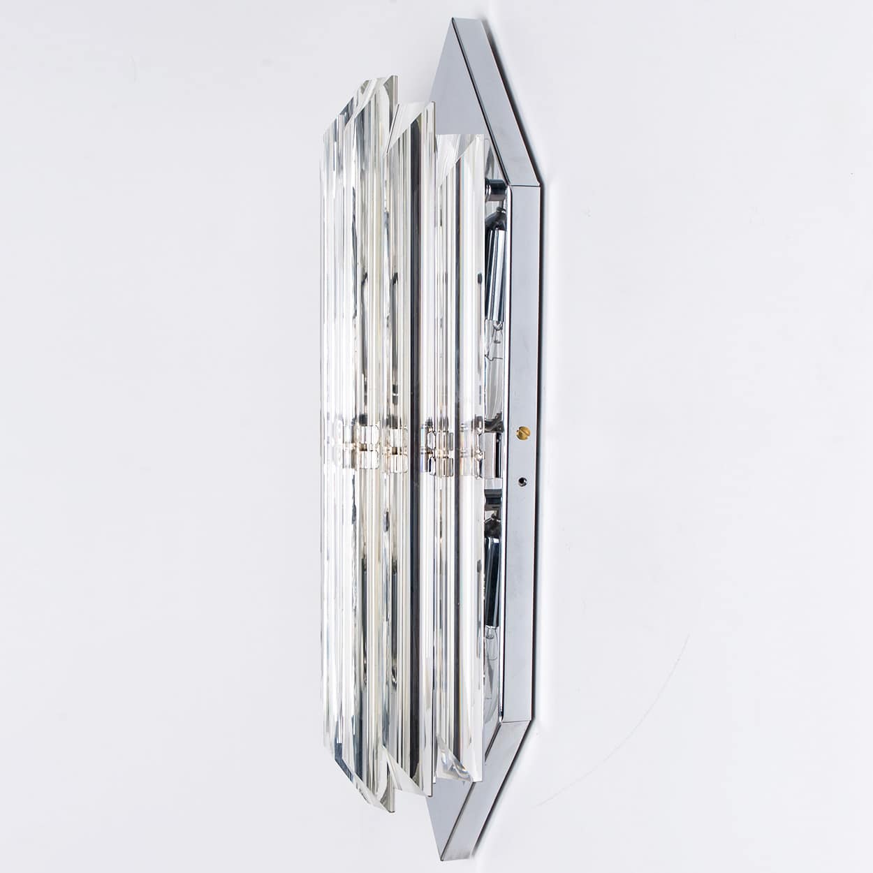 Several Wall Sconces with 6 Rods Clear Glass and Chrome, Italy