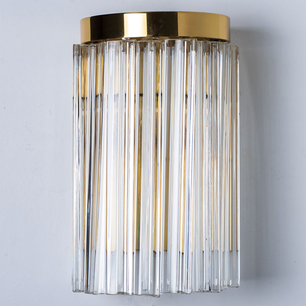 1 of the 10 Clear Gold Glass Brass Sconces in the style of Venini, Italy 1970