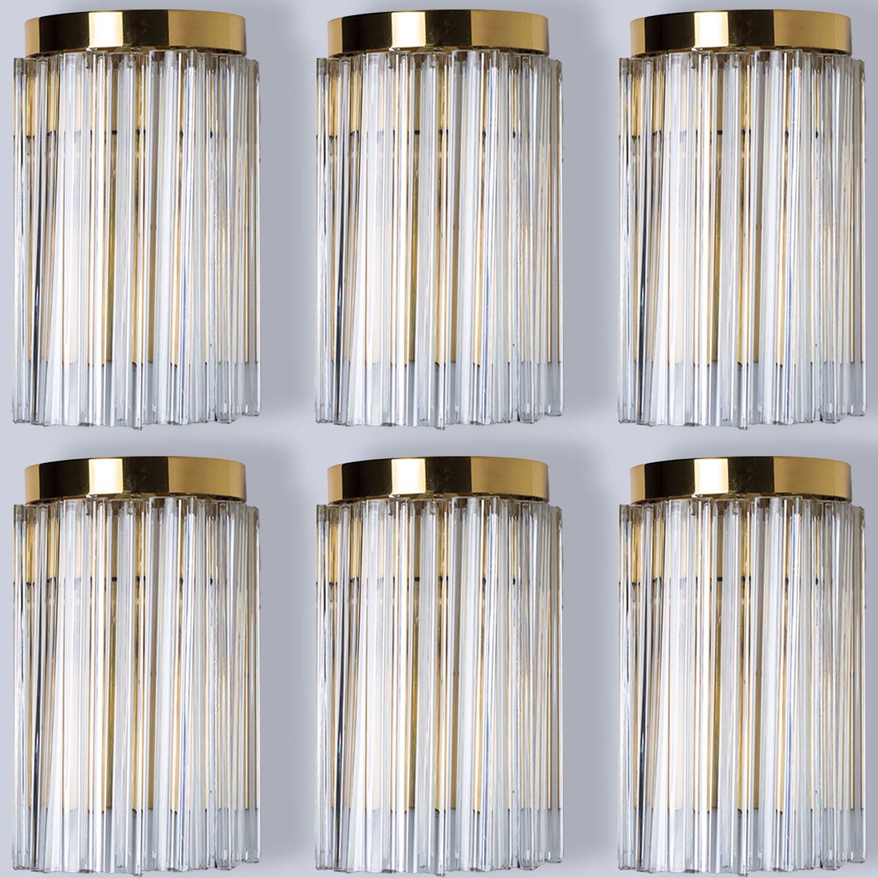 1 of the 10 Clear Gold Glass Brass Sconces in the style of Venini, Italy 1970