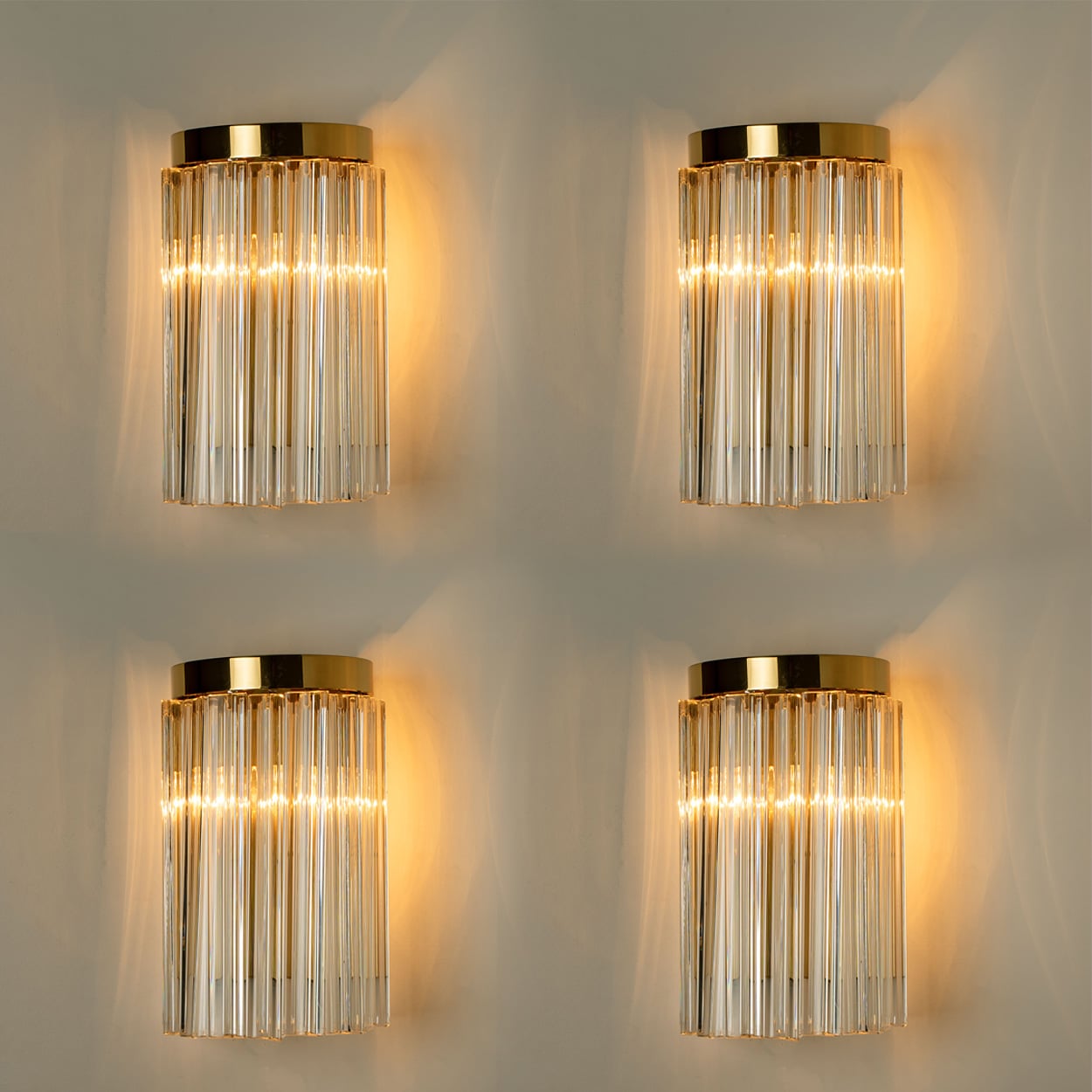 1 of the 10 Clear Gold Glass Brass Sconces in the style of Venini, Italy 1970