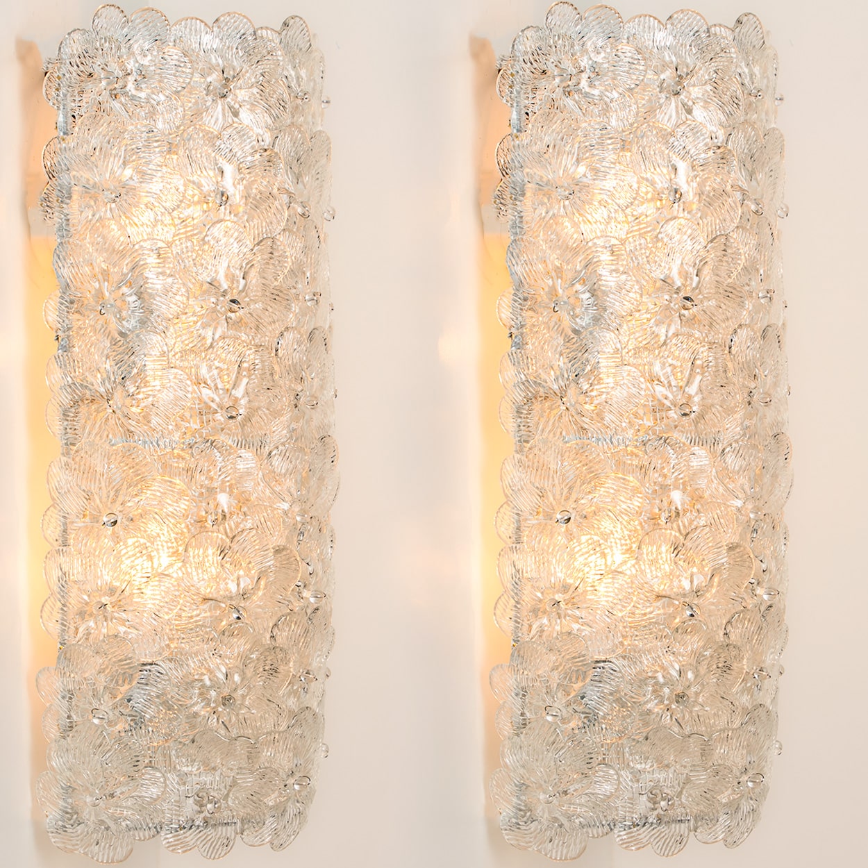 6 Large Murano Glass Floral Wall Lights, Italy