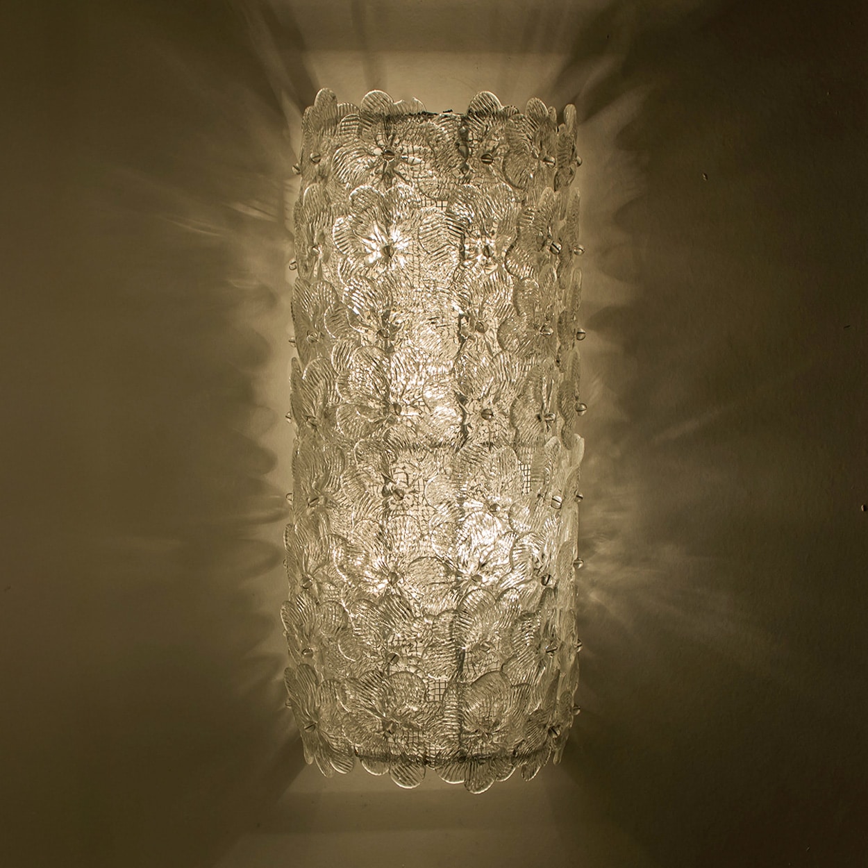 6 Large Murano Glass Floral Wall Lights, Italy