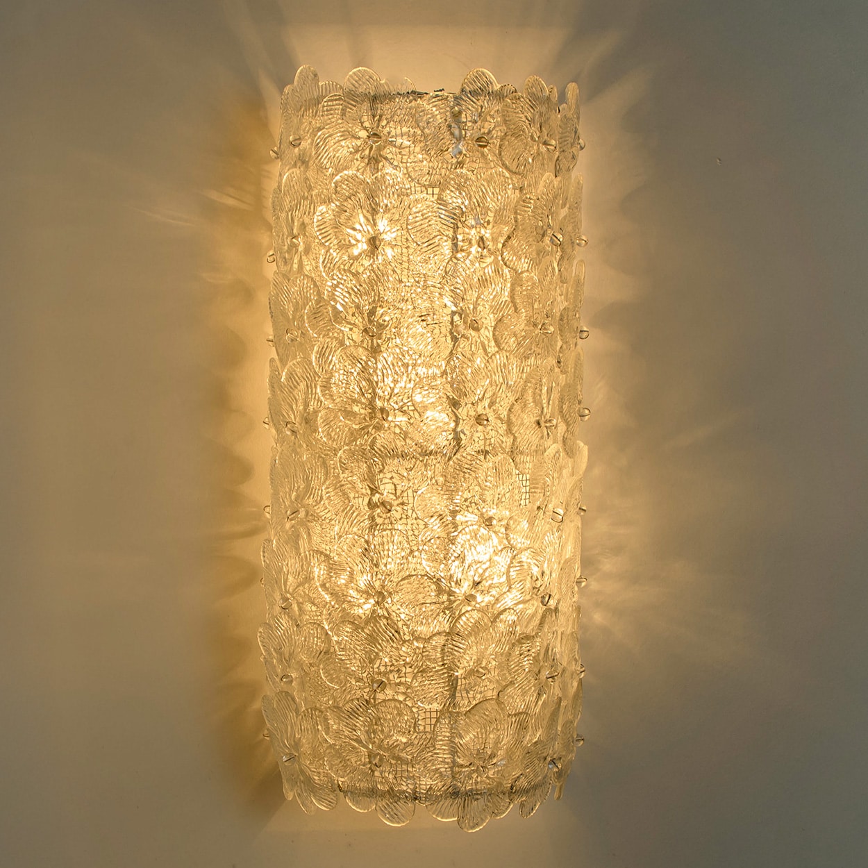 6 Large Murano Glass Floral Wall Lights, Italy