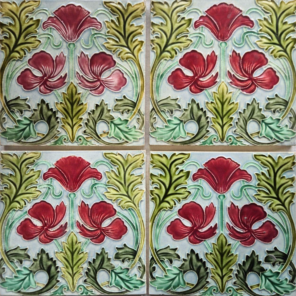 1 of the 90 Art Nouveau Tiles by Saint Amand, 1930s
