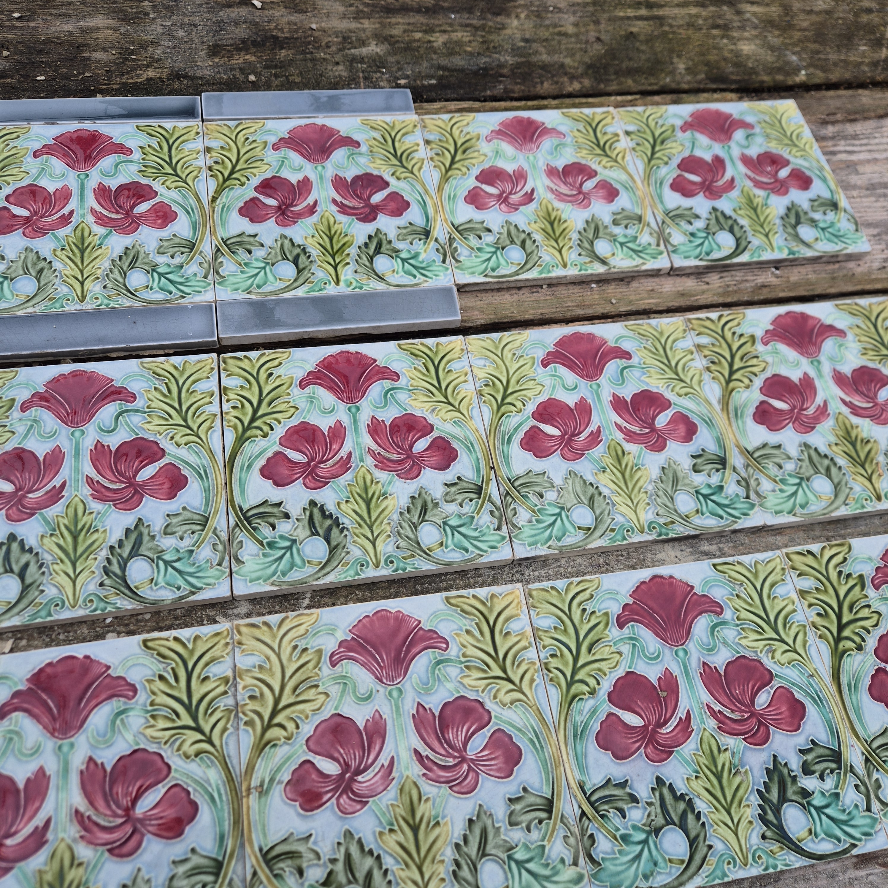 1 of the 90 Art Nouveau Tiles by Saint Amand, 1930s