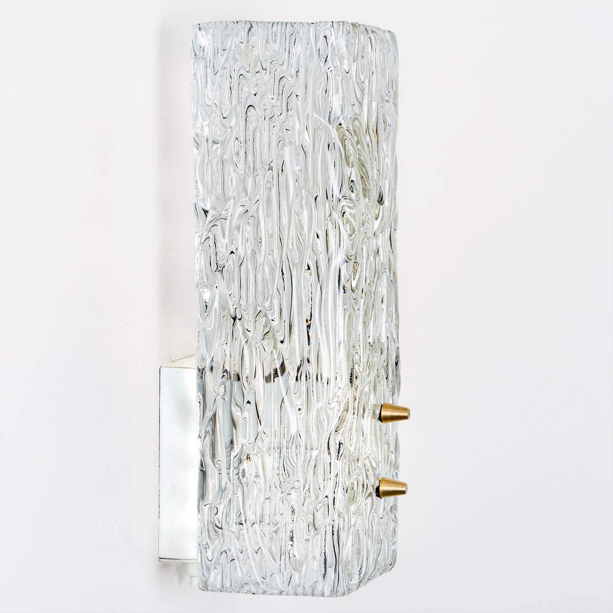 Pair of Kalmar Vertical Ribbed Brass Glass Wall Lights, 1970s