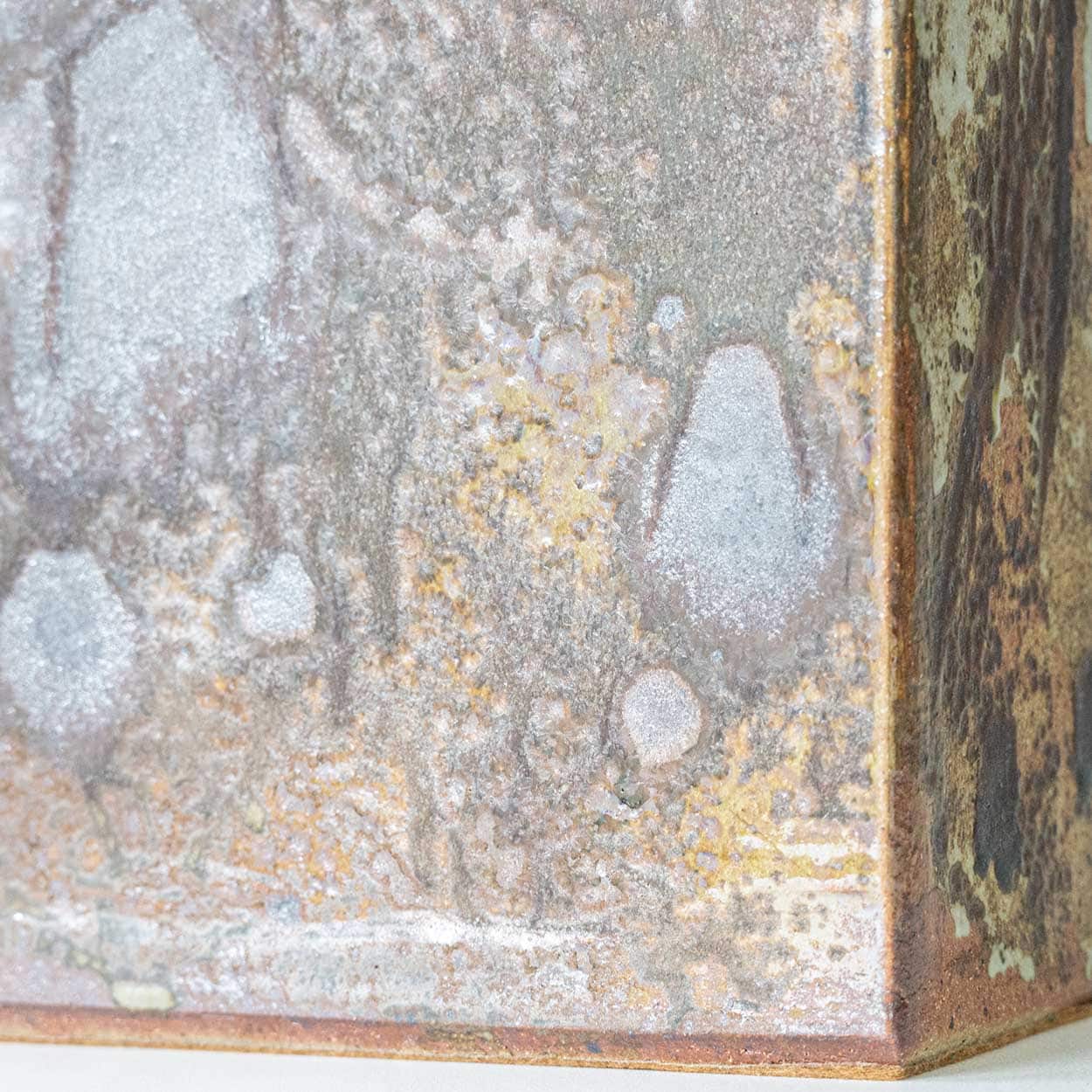 Ceramic Cube Table Floor Lamp Combined with Natural Shade by R. Houben