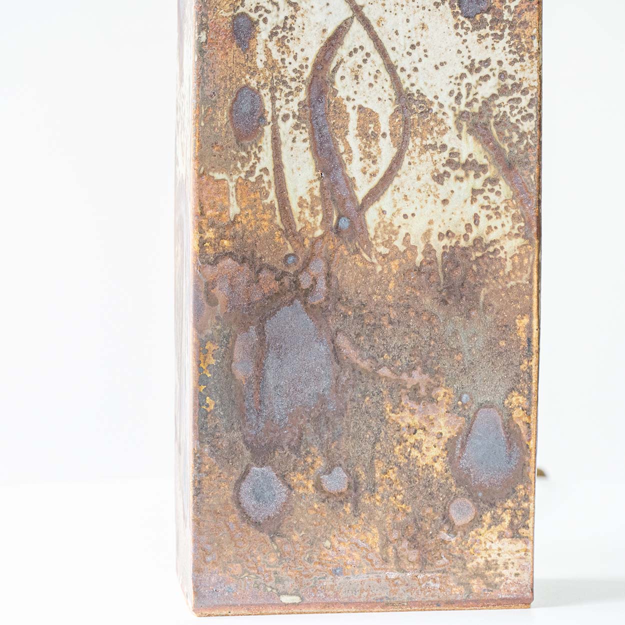 Ceramic Cube Table Floor Lamp Combined with Natural Shade by R. Houben