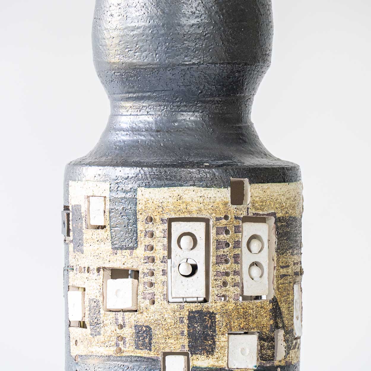 Pelletier Baluster Dark Ceramic Lamp, Custom Made Silk Lampshade by R. Houben