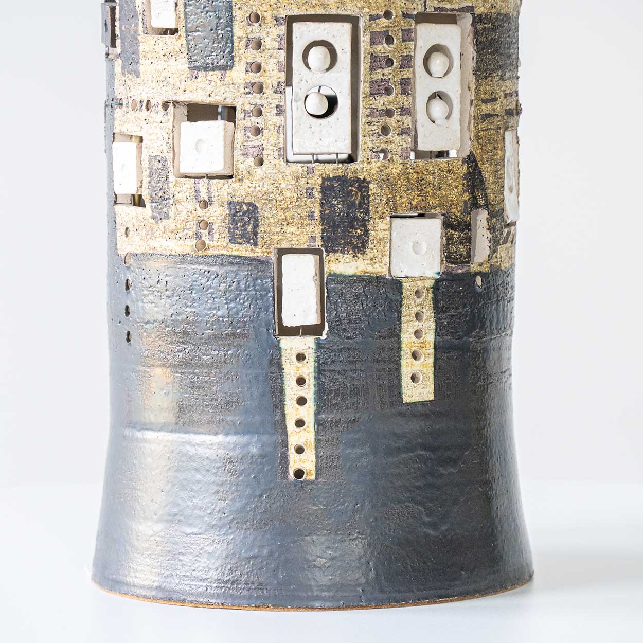 Pelletier Baluster Dark Ceramic Lamp, Custom Made Silk Lampshade by R. Houben