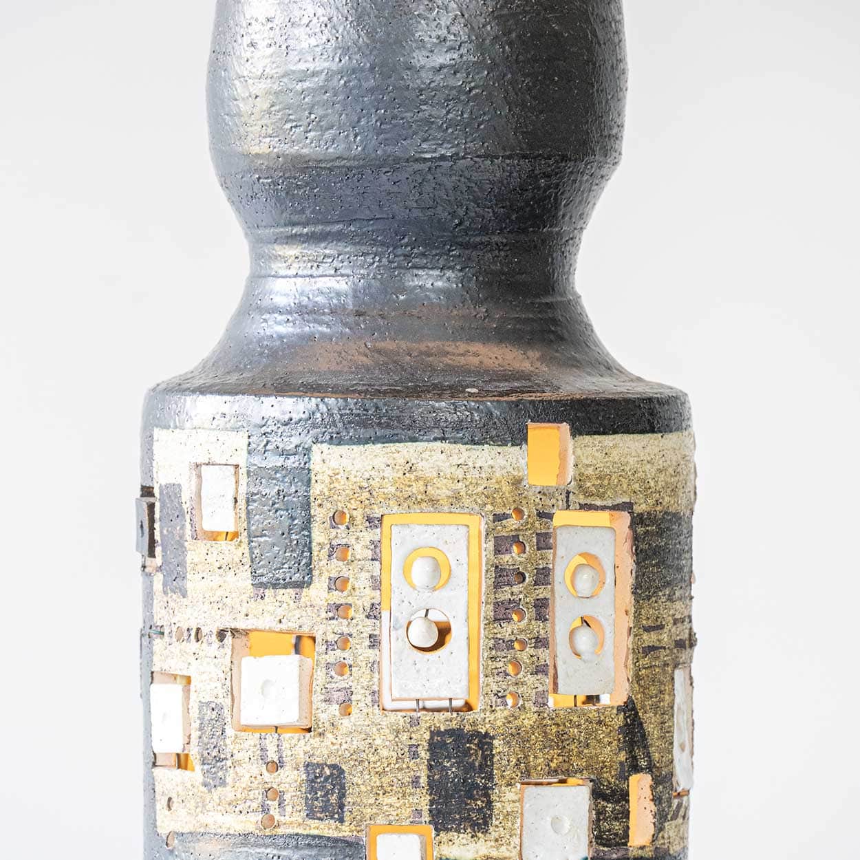 Pelletier Baluster Dark Ceramic Lamp, Custom Made Silk Lampshade by R. Houben