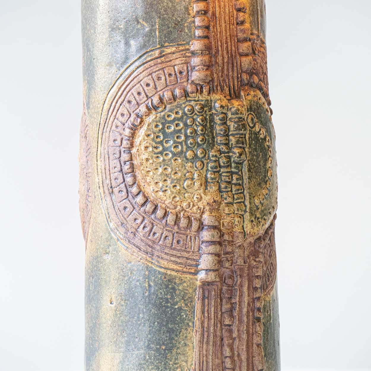 Ceramic Table Lamp by B. Rooke, New Ochre Lampshade by R. Houben, 1970